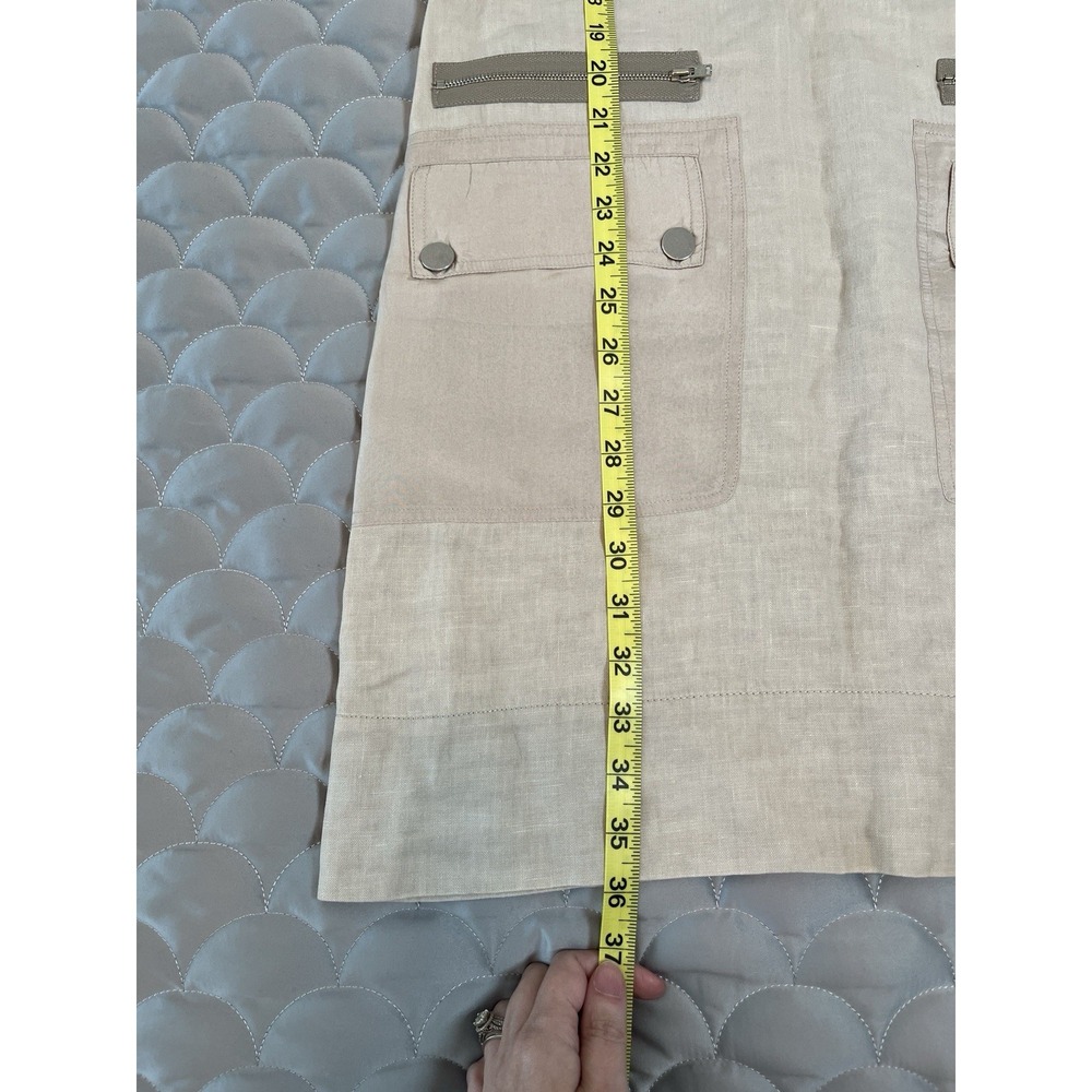 JOSEPH linen Jackson Cargo Shift Dress Sz 36 US Sz 6 Khaki Color With Pockets - Picture 9 of 11